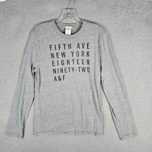 Abercrombie & Fitch T-Shirt Men Medium Gray New York Long Sleeve Muscle Fit